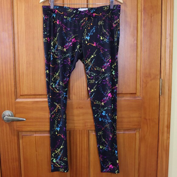 Tipsey Elves Bright Colorful Splatter Paint 80s Vibe Leggings XL - Picture 1 of 8